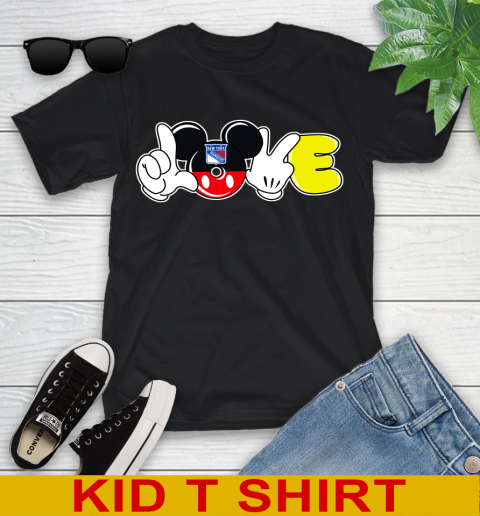 New York Rangers NHL Hockey Love Mickey Disney Sports Youth T-Shirt 2