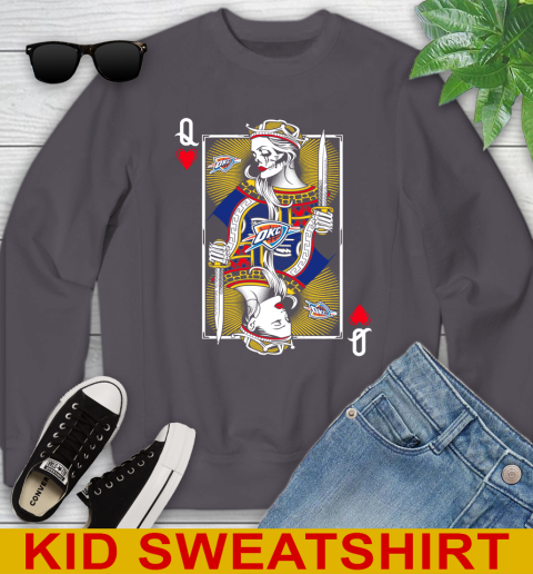 NBA Basketball Oklahoma City Thunder The Queen Of Hearts Card Shirt Youth Sweatshirt 5