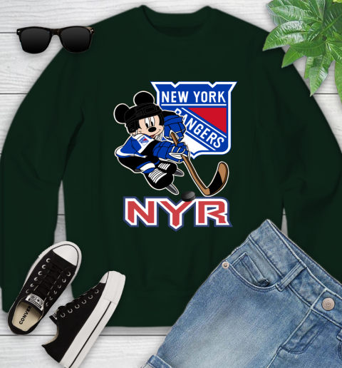 NHL New York Rangers Mickey Mouse Disney Hockey T Shirt Youth Sweatshirt 10