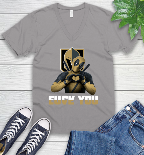 NHL Vegas Golden Knights Deadpool Love You Fuck You Hockey Sports V-Neck T-Shirt 3