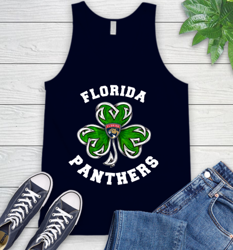 NHL Florida Panthers Three Leaf Clover St Patrick's Day Hockey Sports Tank Top 2