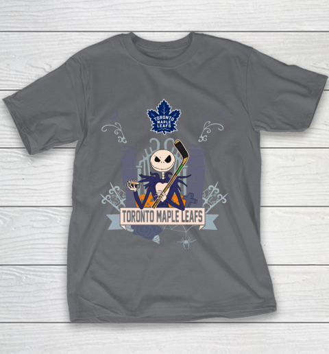 NHL Toronto Maple Leafs Hockey Jack Skellington Halloween Youth T-Shirt 5