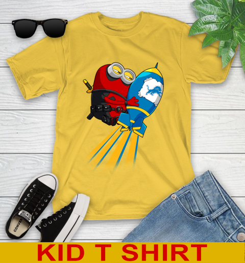 NFL Football Detroit Lions Deadpool Minion Marvel Shirt Youth T-Shirt 9