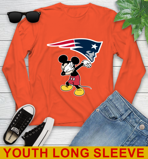 New England Patriots NFL Football Dabbing Mickey Disney Sports Youth Long Sleeve 4