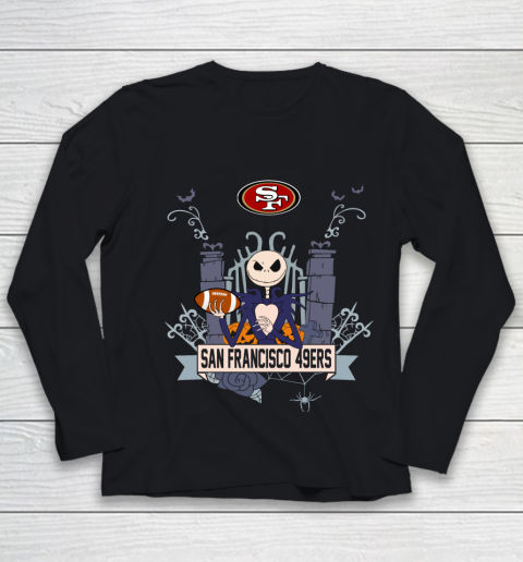 NFL San Francisco 49ers Football Jack Skellington Halloween Youth Long Sleeve