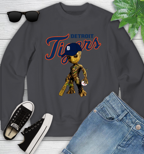 MLB Detroit Tigers Groot Guardians Of The Galaxy Baseball Youth Sweatshirt 6