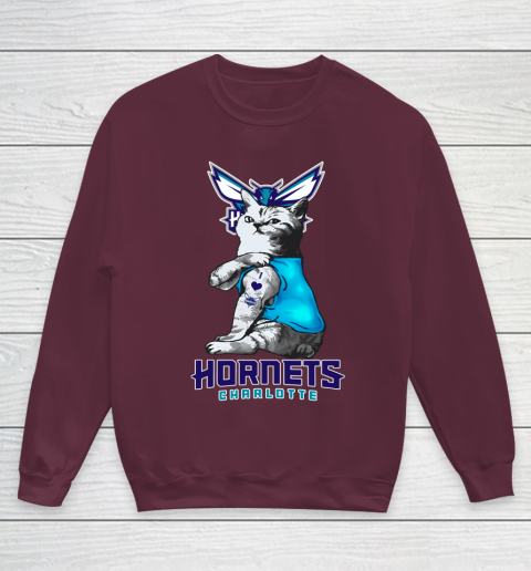 NBA Basketball My Cat Loves Charlotte Hornets Youth Sweatshirt 4