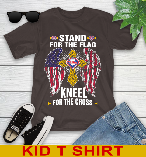 MLB Baseball Philadelphia Phillies Stand For Flag Kneel For The Cross Shirt Youth T-Shirt 6