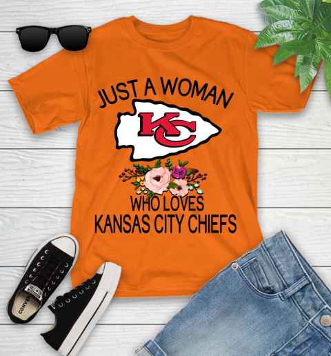 NFL Just A Woman Who Loves Kansas City Chiefs Football Sports Youth T-Shirt 4