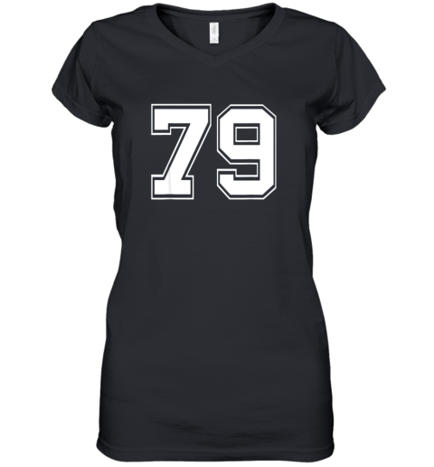 Number 79 Shirt Baseball Football Soccer Fathers Day Gift Women's V-Neck T-Shirt