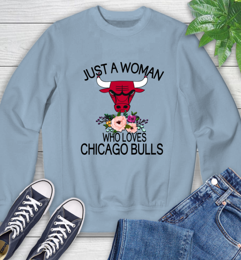 NBA Just A Woman Who Loves Chicago Bulls Basketball Sports Sweatshirt 5