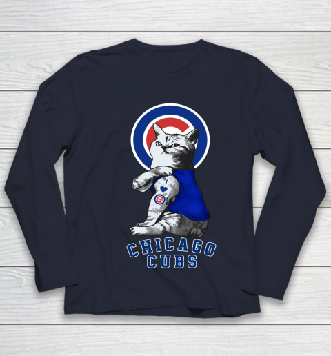 MLB Baseball My Cat Loves Chicago Cubs Youth Long Sleeve 2