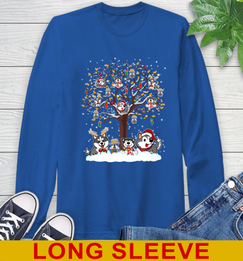Husky dog pet lover light christmas tree shirt 65
