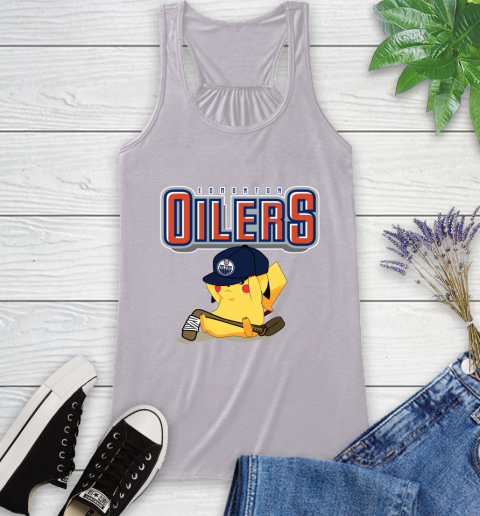 NHL Pikachu Hockey Sports Edmonton Oilers Racerback Tank 5