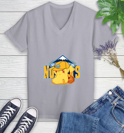 NBA Pikachu Basketball Sports Denver Nuggets Women's V-Neck T-Shirt 4
