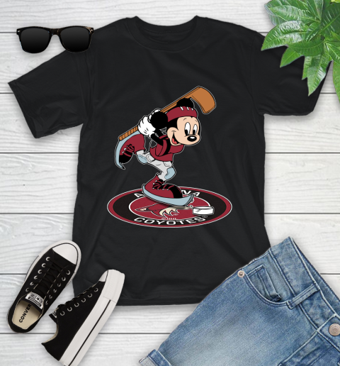 NHL Hockey Arizona Coyotes Cheerful Mickey Disney Shirt Youth T-Shirt