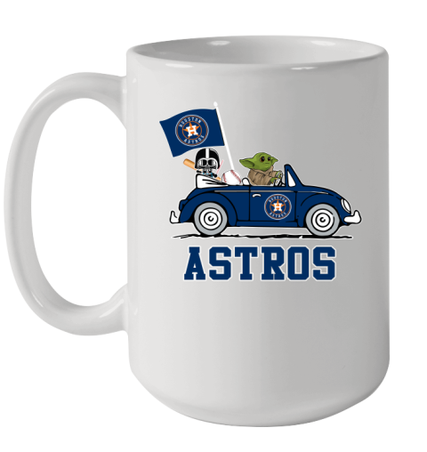 MLB Baseball Houston Astros Darth Vader Baby Yoda Driving Star Wars Shirt Ceramic Mug 15oz