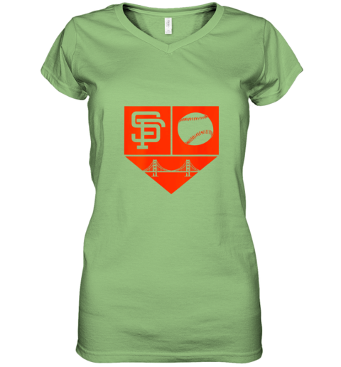 rptt womens san francisco baseball home plate vintage sf the city gift women v neck t shirt 39 front lime