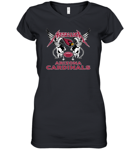 Arizona Cardinals Metallica Heavy Metal Football Women's V-Neck T-Shirt