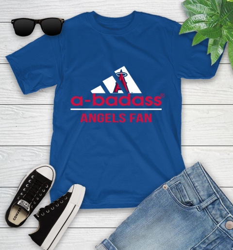 MLB A Badass Los Angeles Angels Fan Adidas Baseball Sports Youth T-Shirt 12
