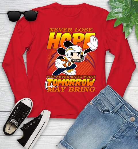 Los Angeles Chargers NFL Football Mickey Disney Never Lose Hope Youth Long Sleeve 11