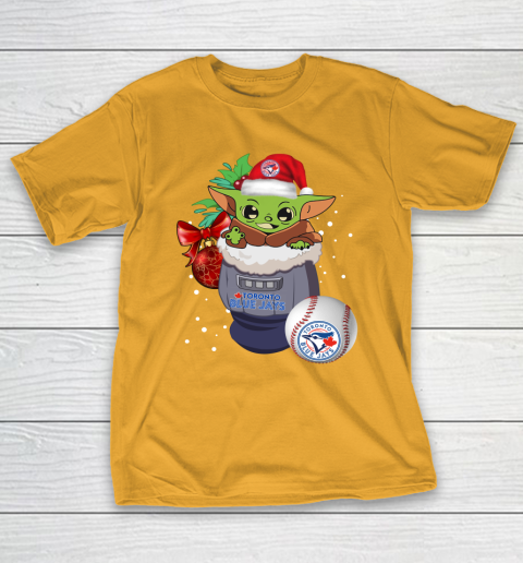 Toronto Blue Jays Christmas Baby Yoda Star Wars Funny Happy MLB T-Shirt 4