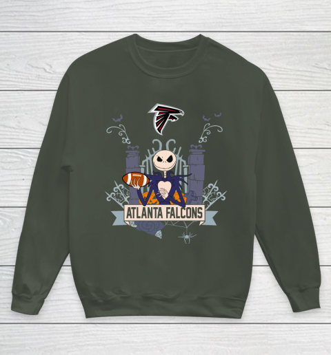 NFL Atlanta Falcons Football Jack Skellington Halloween Youth Sweatshirt 8
