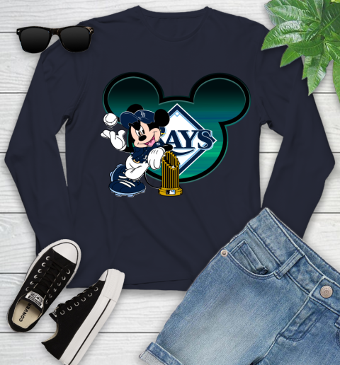 MLB Tampa Bay Rays The Commissioner's Trophy Mickey Mouse Disney Youth Long Sleeve 3