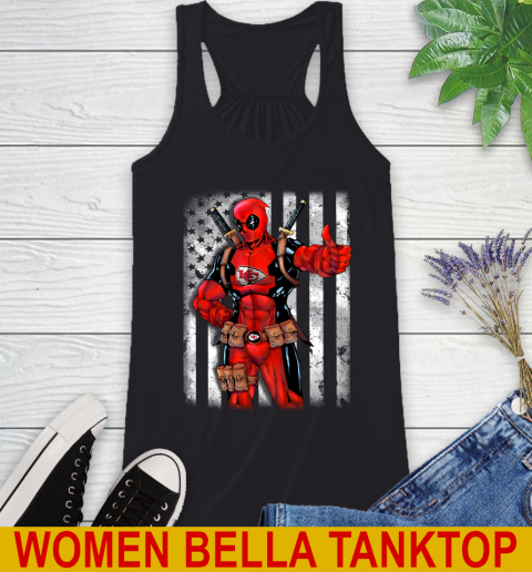 NFL Football Kansas City Chiefs Deadpool American Flag Shirt Racerback Tank