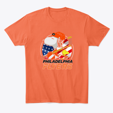 o2jb philadelphia flyers snoopy and woodstock nhl classic t shirt 2 front orange