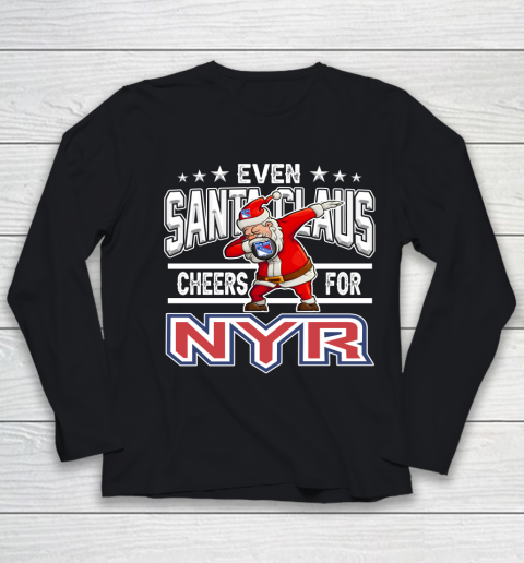 New York Rangers Even Santa Claus Cheers For Christmas NHL Youth Long Sleeve