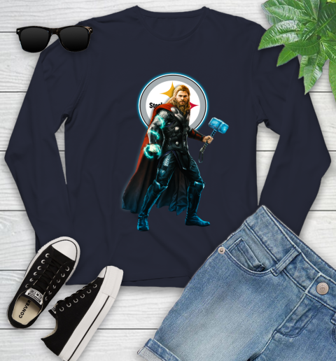 NFL Thor Avengers Endgame Football Pittsburgh Steelers Youth Long Sleeve 3