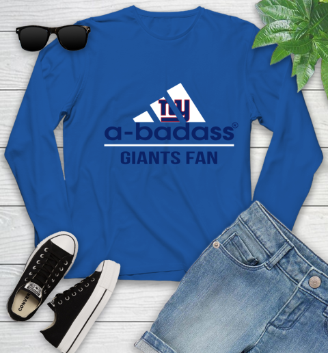 NFL A Badass New York Giants Fan Adidas Football Sports Youth Long Sleeve 10