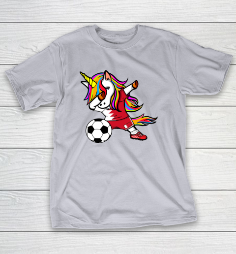 Dabbing Unicorn Bahrain Football Bahraini Flag Soccer T-Shirt 18