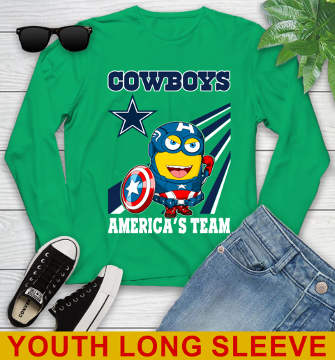 NFL Football Dallas Cowboys Captain America Marvel Avengers Minion Shirt Youth Long Sleeve 7