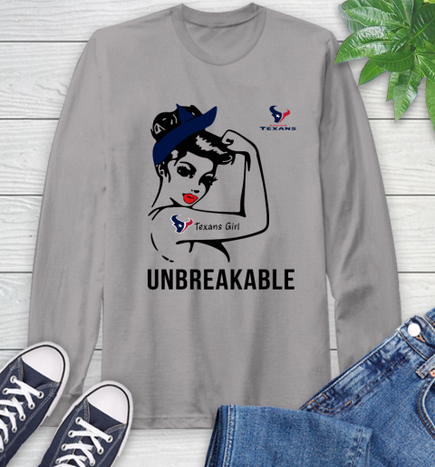 NFL Houston Texans Girl Unbreakable Football Sports Long Sleeve T-Shirt 4
