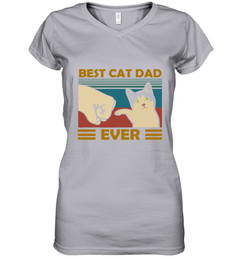 sth1 best cat dad ever fist dash with cat vintage women v neck t shirt 39 front sport grey