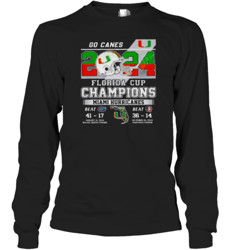 2024 Florida Cup Champions Miami Hurricanes Go Canes Long Sleeve T-Shirt