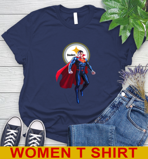 NFL Superman DC Sports Football Pittsburgh Steelers Women's T-Shirt 12