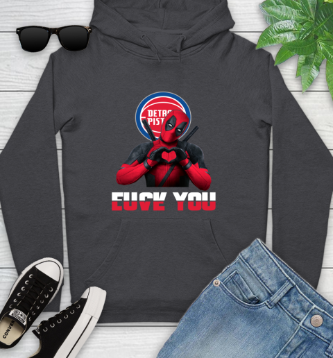 NBA Detroit Pistons Deadpool Love You Fuck You Basketball Sports Youth Hoodie 8