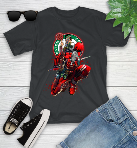 NBA Deadpool Marvel Comics Sports Basketball Boston Celtics Youth T-Shirt 2