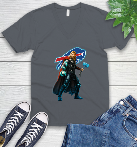 NFL Thor Avengers Endgame Football Buffalo Bills V-Neck T-Shirt 5