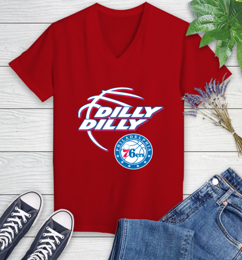 NBA Philadelphia 76ers Dilly Dilly Basketball Sports Women's V-Neck T-Shirt 12
