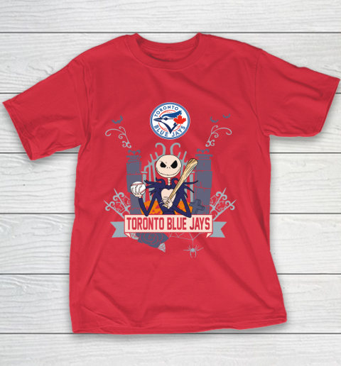MLB Toronto Blue Jays Baseball Jack Skellington Halloween Youth T-Shirt 7