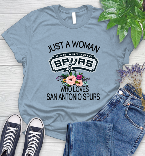 NBA Just A Woman Who Loves San Antonio Spurs Basketball Sports Women's T-Shirt 6