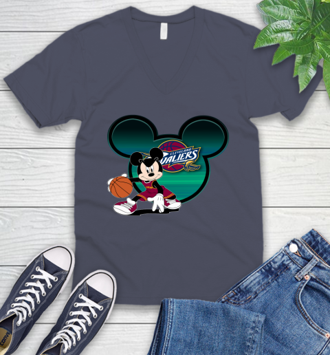 NBA Cleveland Cavaliers Mickey Mouse Disney Basketball V-Neck T-Shirt 9