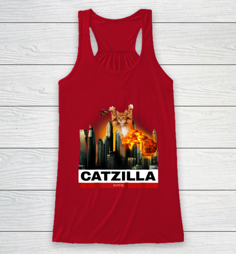 CATZILLA  Funny Kitty Tshirt for Cat lovers to Halloween Racerback Tank 4