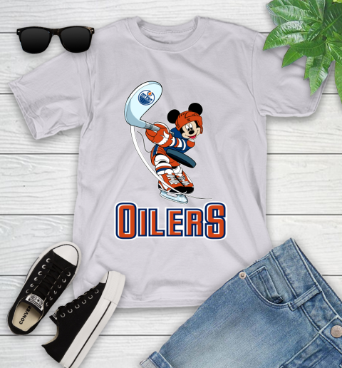 NHL Hockey Edmonton Oilers Cheerful Mickey Mouse Shirt Youth T-Shirt 4