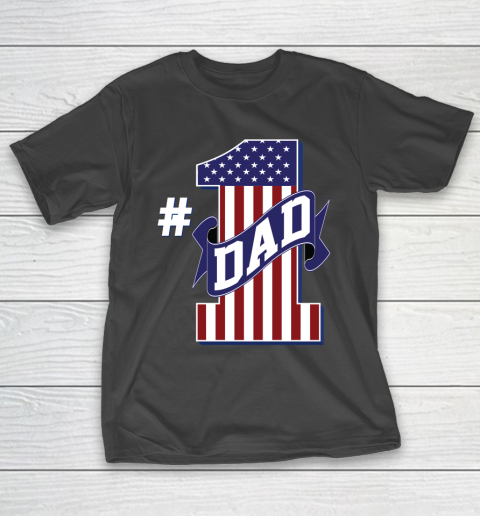 Number 1 Dad #1 Dad American Flag T-Shirt
