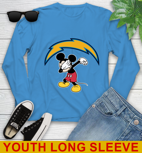 San Diego Chargers NFL Football Dabbing Mickey Disney Sports Youth Long Sleeve 8